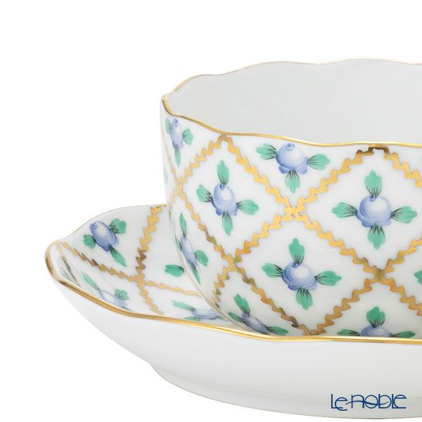 ヘレンド セーブル風の薔薇 ブルー SPROGB ティーカップ＆ソーサー 200ml 20724-0-00