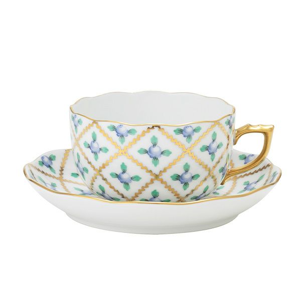 ヘレンド セーブル風の薔薇 ブルー SPROGB ティーカップ＆ソーサー 200ml 20724-0-00