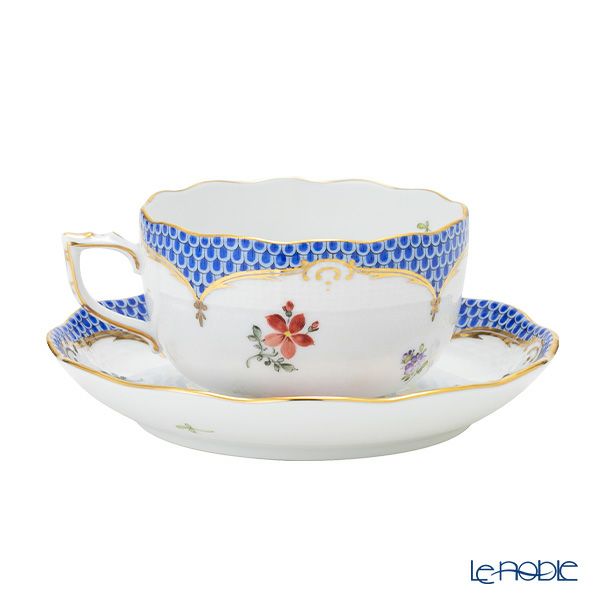 ヘレンド ザクセンフラワー VBSOEB-6 ブルーフィッシュスケール ティーカップ＆ソーサー 200ml 00724-0-00