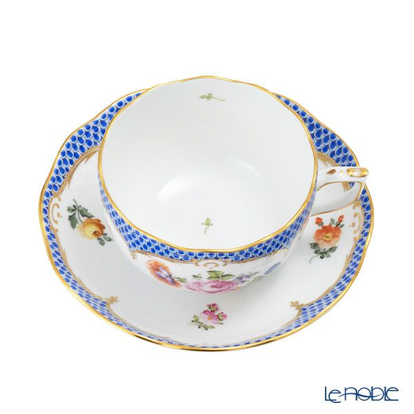 ヘレンド ザクセンフラワー VBSOEB-6 ブルーフィッシュスケール ティーカップ＆ソーサー 200ml 00724-0-00