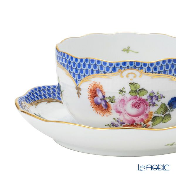 ヘレンド ザクセンフラワー VBSOEB-6 ブルーフィッシュスケール ティーカップ＆ソーサー 200ml 00724-0-00