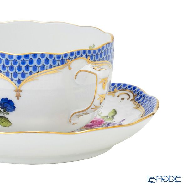 ヘレンド ザクセンフラワー VBSOEB-6 ブルーフィッシュスケール ティーカップ＆ソーサー 200ml 00724-0-00