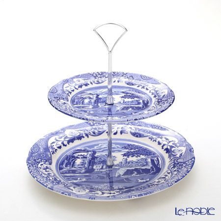 スポード ブルーイタリアン 2段ケーキスタンド 組立式