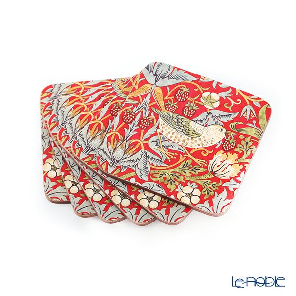 ピンパーネル ウィリアムモリス いちご泥棒 コースターセット レッド 6枚