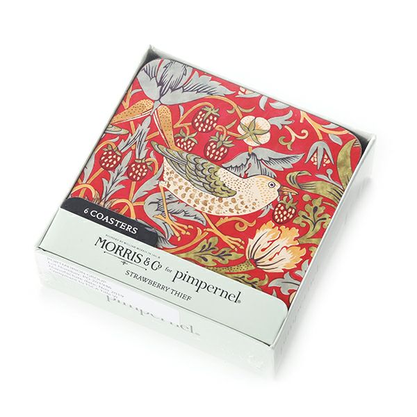 ピンパーネル ウィリアムモリス いちご泥棒 コースターセット レッド 6枚