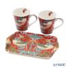 ピンパーネル ウィリアムモリス いちご泥棒 レッド マグカップ 180ml ペア ＆ メラミン製トレイ 21×14cm セット