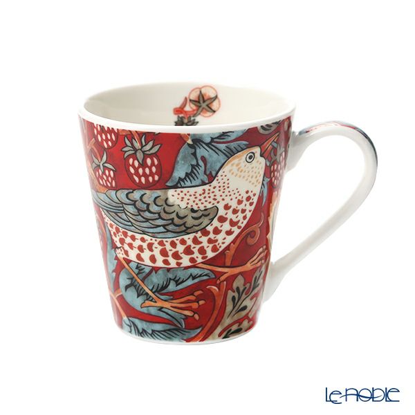 ピンパーネル ウィリアムモリス いちご泥棒 レッド マグカップ 180ml ペア ＆ メラミン製トレイ 21×14cm セット