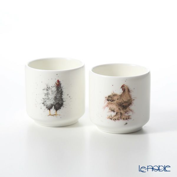 ロイヤル・ウースター レンデル エッグカップ Curious Hen ニワトリ ペア