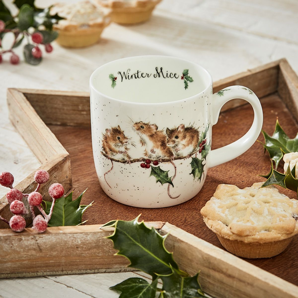 ロイヤル・ウースター レンデル マグカップ 310ml Winter mice ネズミ