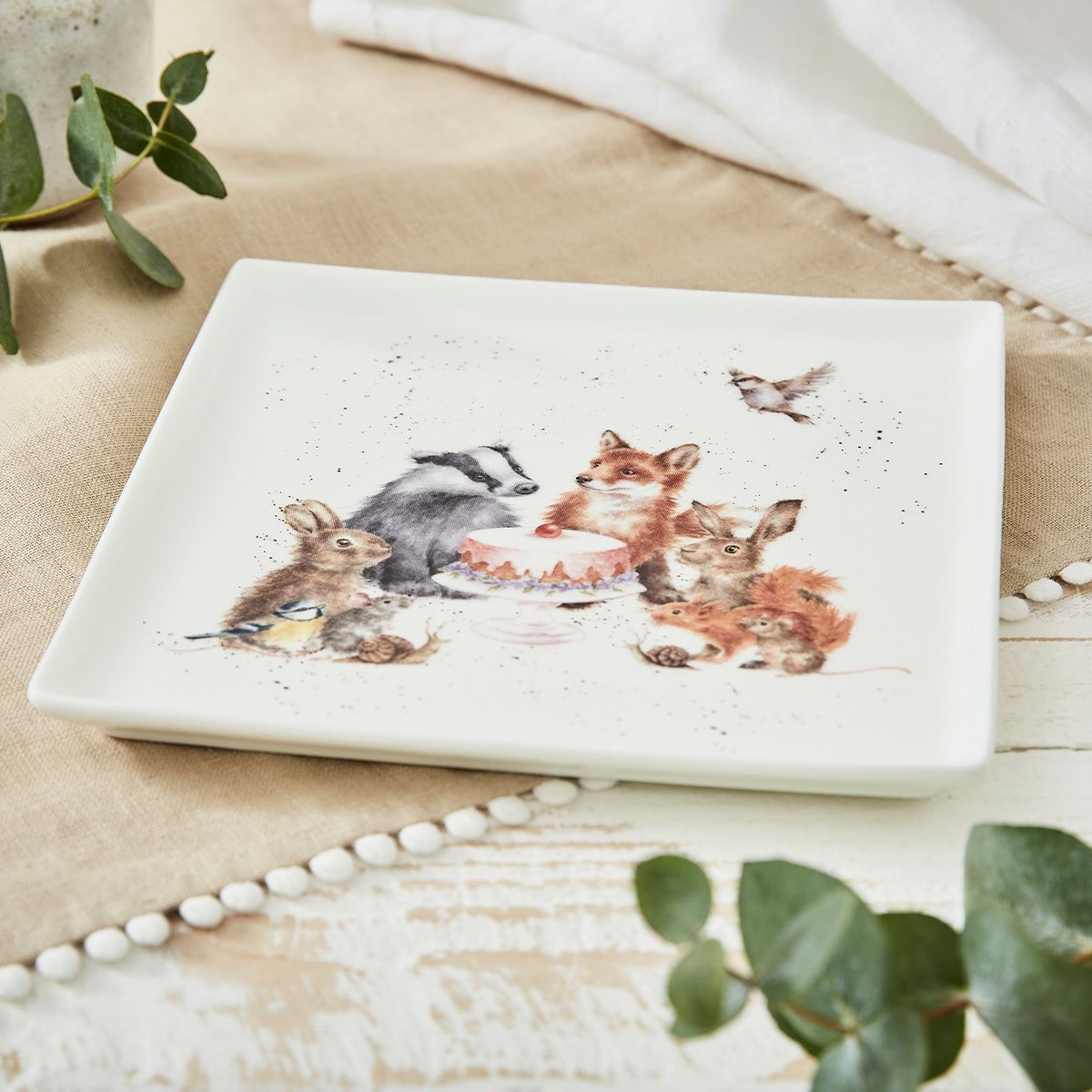ロイヤル・ウースター レンデル スクエアプレート 18cm Woodland Party