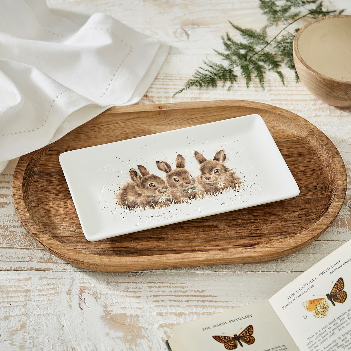 ロイヤル・ウースター レンデル レクタンギュラートレイ 20×11.5cm ウサギ