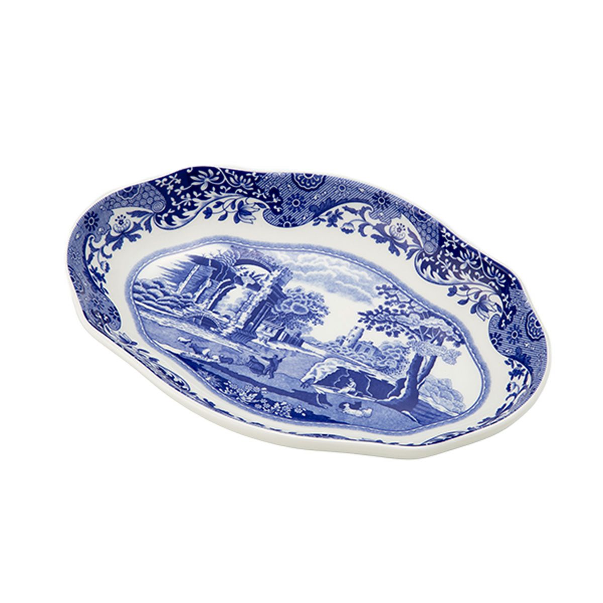 スポード ブルーイタリアン プレートオーバル／楕円皿 21cm