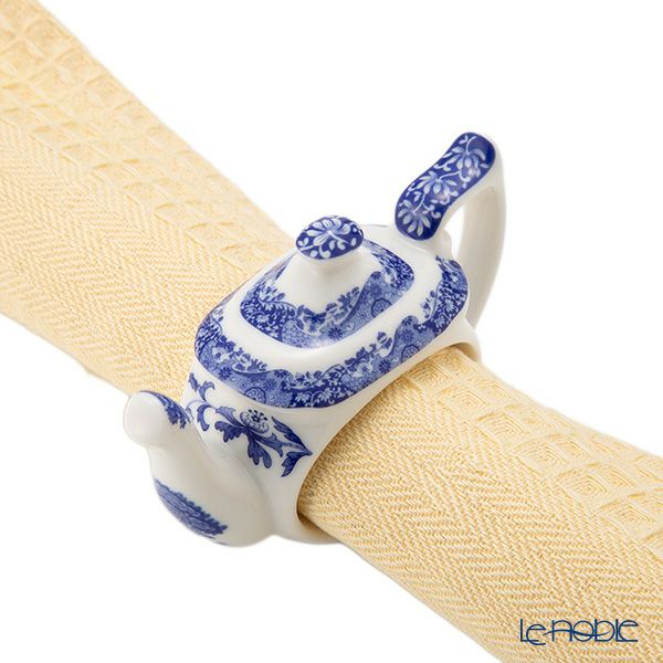 スポード ブルーイタリアン ナプキンリング ポット型 4個セット