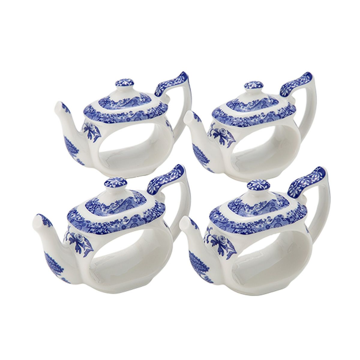 スポード ブルーイタリアン ナプキンリング ポット型 4個セット