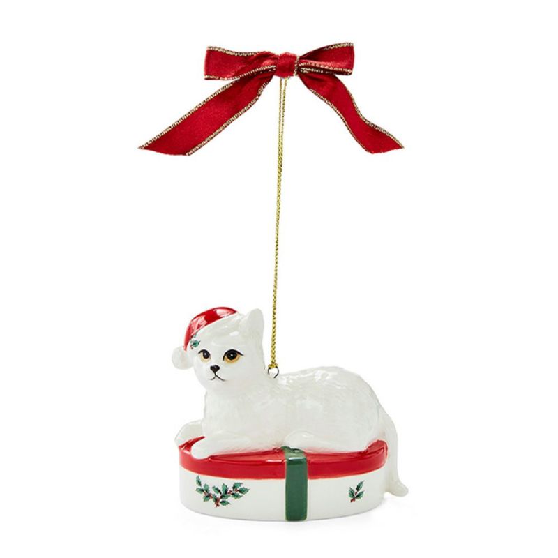 スポード クリスマスツリー オーナメント 仔猫とギフトボックス