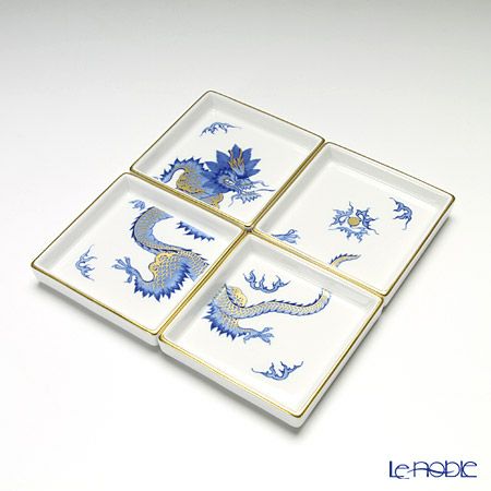 マイセン（Meissen） ドラゴン コバルトブルー 754090／44075 ディッシュ 4枚セット
