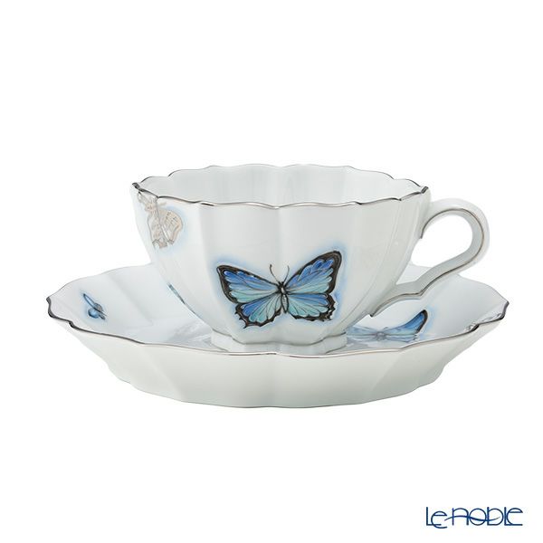 ヘレンド ブルーバタフライプラチナ PLL ティーセット