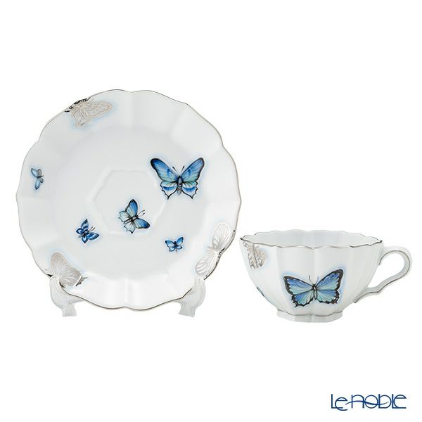 ヘレンド ブルーバタフライプラチナ PLL ティーセット