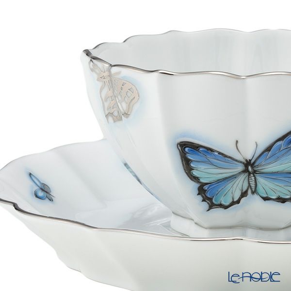 ヘレンド ブルーバタフライプラチナ PLL ティーセット