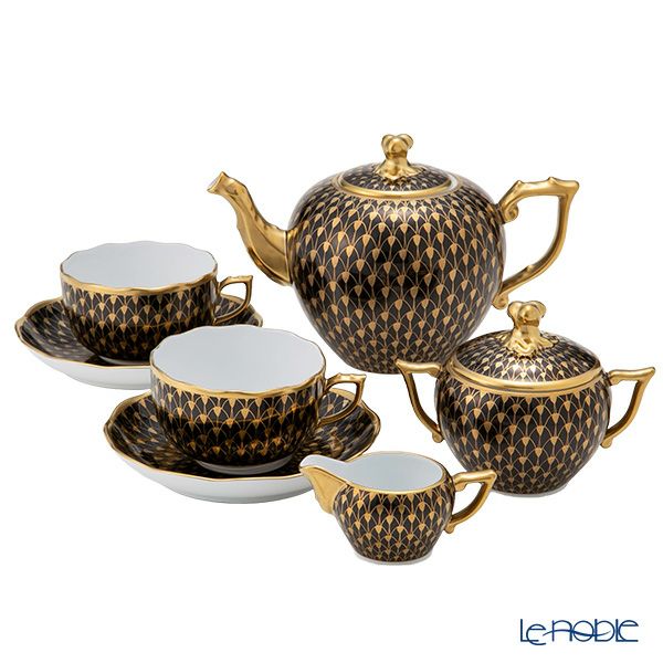 ヘレンド エカイユ ブラックゴールド VHN-OR ティーセット
