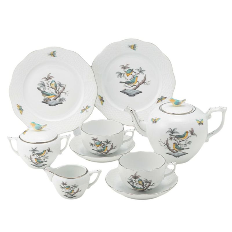 ヘレンド ロスチャイルドバード ブループラチナ O-ROE-PT ティーセット