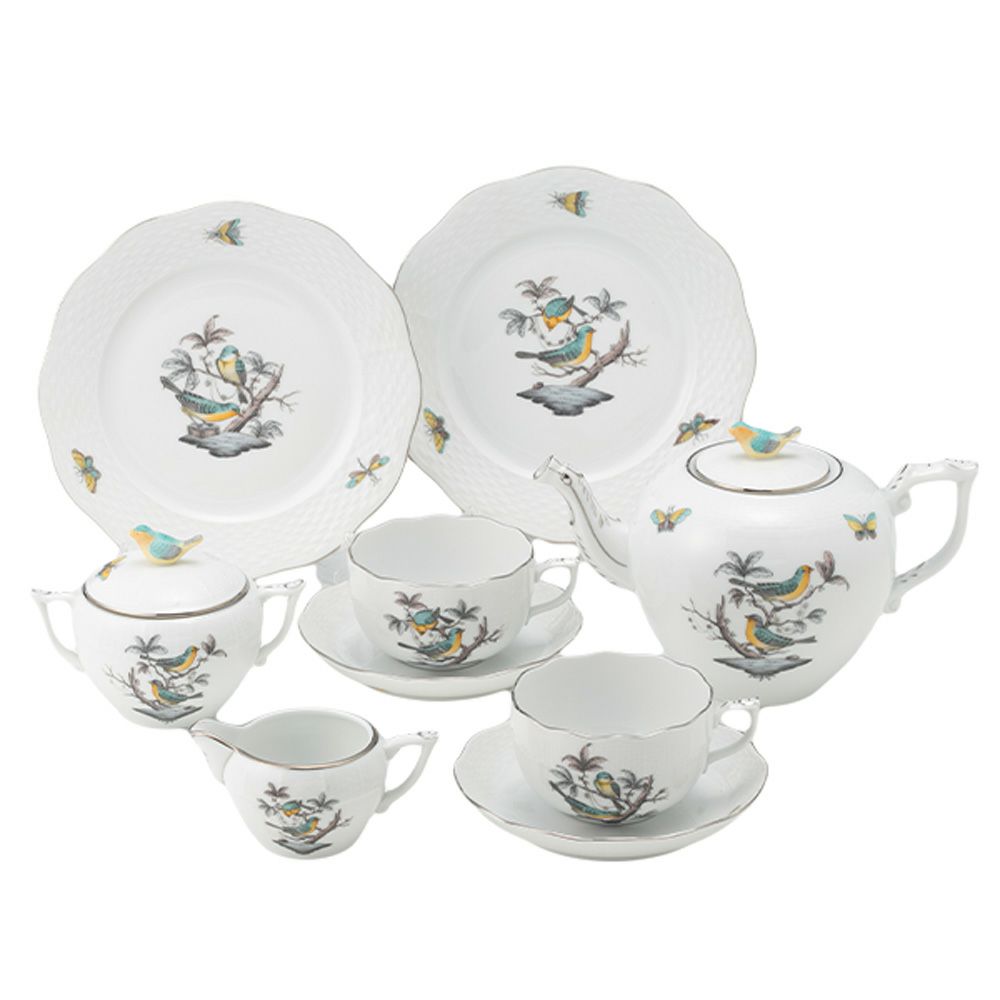 ヘレンド ロスチャイルドバード ブループラチナ O-ROE-PT ティーセット