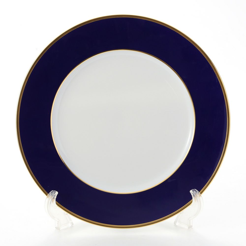 アウガルテン（AUGARTEN） コバルト（6825K） ゴールドリム（細） チャージャープレート 28cm（001シューベルトシェイプ）