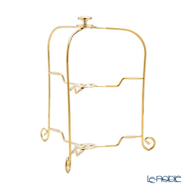 サクライ ワンタッチプレートスタンド 2段 22013013 プレート直径19-24cm 用 金メッキ 【折りたたみ式】