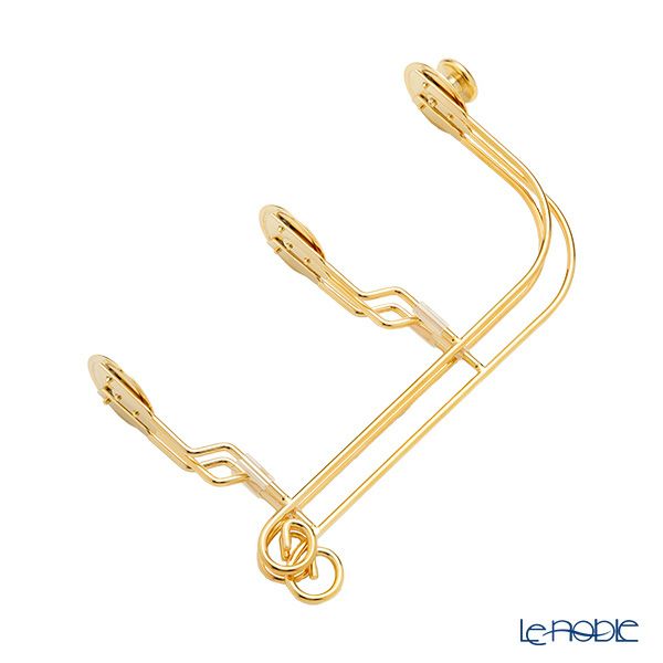 サクライ ワンタッチプレートスタンド 2段 22013013 プレート直径19-24cm 用 金メッキ 【折りたたみ式】