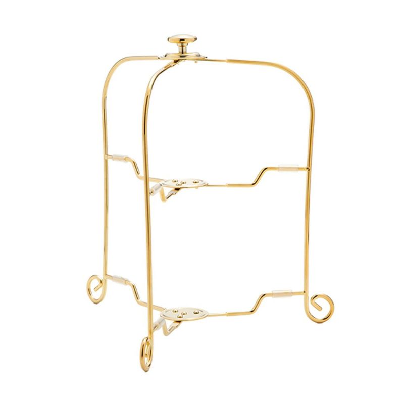 サクライ ワンタッチプレートスタンド 2段 22013013 プレート直径19-24cm 用 金メッキ 【折りたたみ式】