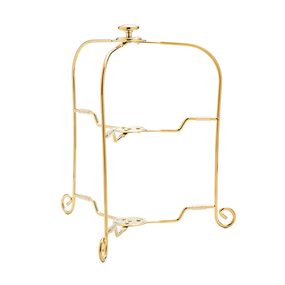 サクライ ワンタッチプレートスタンド 2段 22013013 プレート直径19-24cm 用 金メッキ 【折りたたみ式】