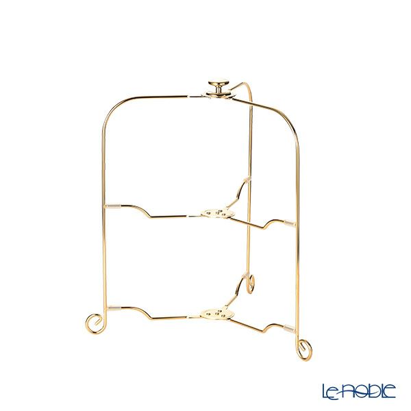 サクライ ワンタッチプレートスタンド／ケーキスタンド L 2段 プレート直径24-30cm 用 金メッキ 折りたたみ式