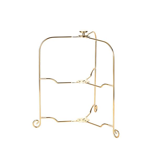 サクライ ワンタッチプレートスタンド／ケーキスタンド L 2段 プレート直径24-30cm 用 金メッキ 折りたたみ式