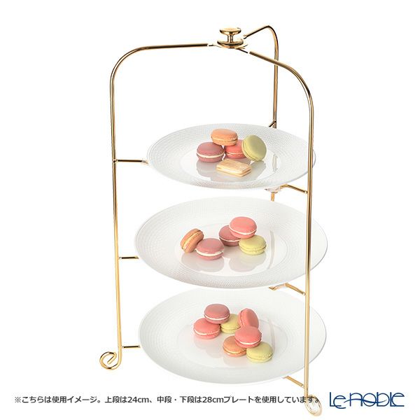 サクライ ワンタッチプレートスタンド／ケーキスタンド L 3段 プレート直径24-30cm 用 金メッキ 折りたたみ式