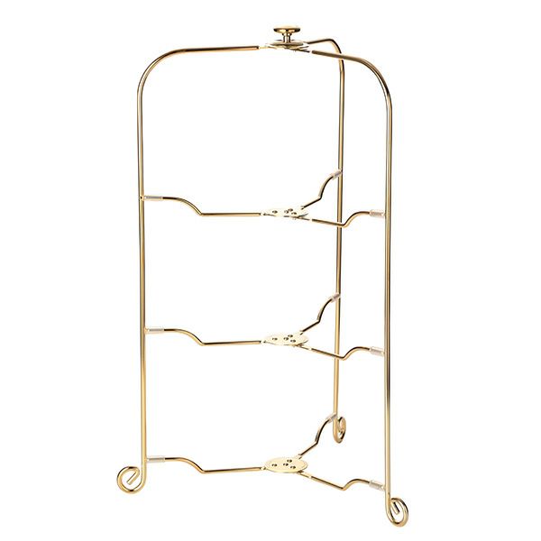 サクライ ワンタッチプレートスタンド／ケーキスタンド L 3段 プレート直径24-30cm 用 金メッキ 折りたたみ式