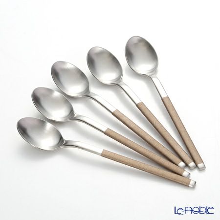 サクライ J-Tone 布着せカトラリー コージー ブラウン ティースプーン 5本セット 18-8