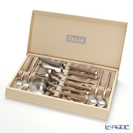 サクライ J-Tone 布着せカトラリー コージー ブラウン ディナー2人用 10本セット 18-8