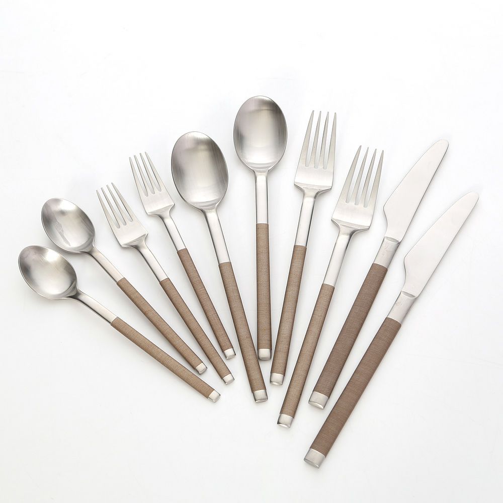 サクライ J-Tone 布着せカトラリー コージー ブラウン ディナー2人用 10本セット 18-8