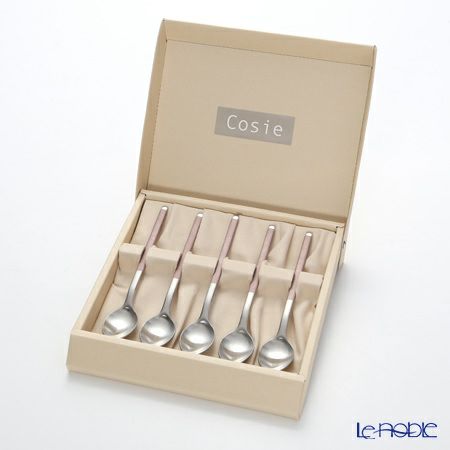 サクライ J-Tone 布着せカトラリー コージー ピンク ティースプーン 5本セット 18-8