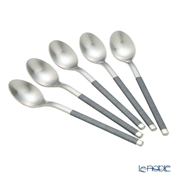 サクライ J-Tone 布着せカトラリー コージー グレイ ティースプーン 5本セット 18-8
