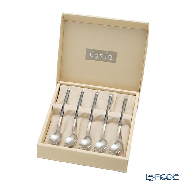 サクライ J-Tone 布着せカトラリー コージー グレイ ティースプーン 5本セット 18-8