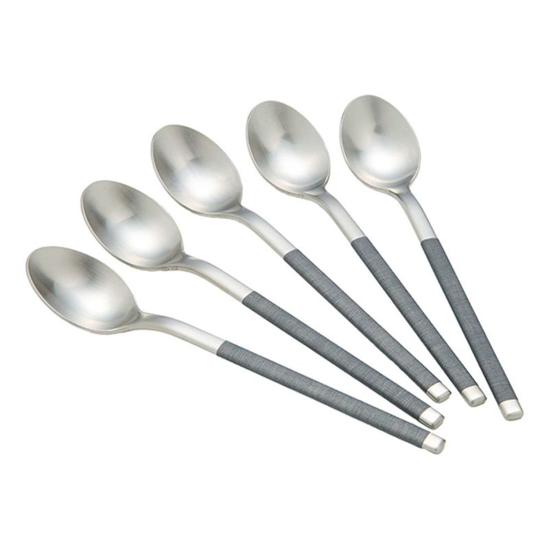 サクライ J-Tone 布着せカトラリー コージー グレイ ティースプーン 5本セット 18-8
