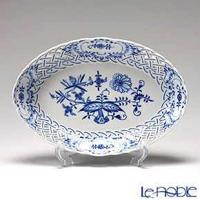マイセン（Meissen） ブルーオニオン 800101／54907 透かし皿 オーバル 25cm