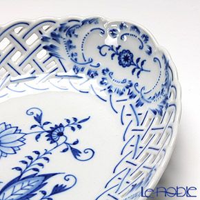 マイセン（Meissen） ブルーオニオン 800101／54907 透かし皿 オーバル 25cm