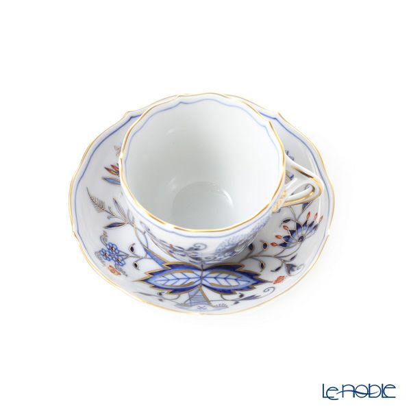 マイセン（Meissen） ブルーオニオン レッド＆ゴールド 800117／00580 モカカップ＆ソーサー 100ml／11cm／H6cm