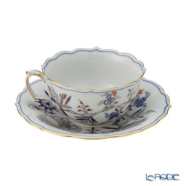 マイセン（Meissen） ブルーオニオン レッド＆ゴールド 800117／00633 ティーカップ＆ソーサー 150ml
