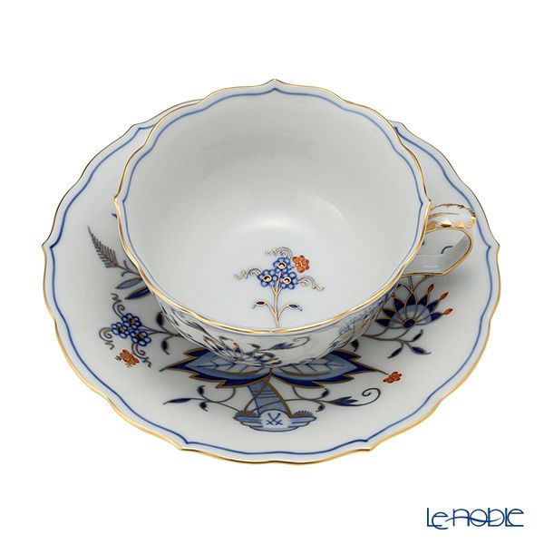マイセン（Meissen） ブルーオニオン レッド＆ゴールド 800117／00633 ティーカップ＆ソーサー 150ml