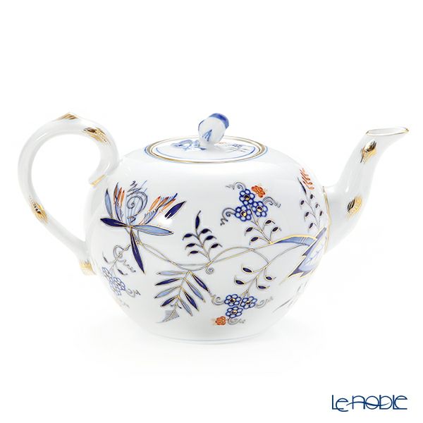 マイセン（Meissen） ブルーオニオン レッド＆ゴールド 800117／00726 ティーポット 1L／1000ml／17cm