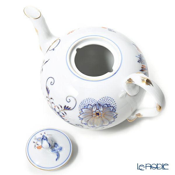 マイセン（Meissen） ブルーオニオン レッド＆ゴールド 800117／00726 ティーポット 1L／1000ml／17cm
