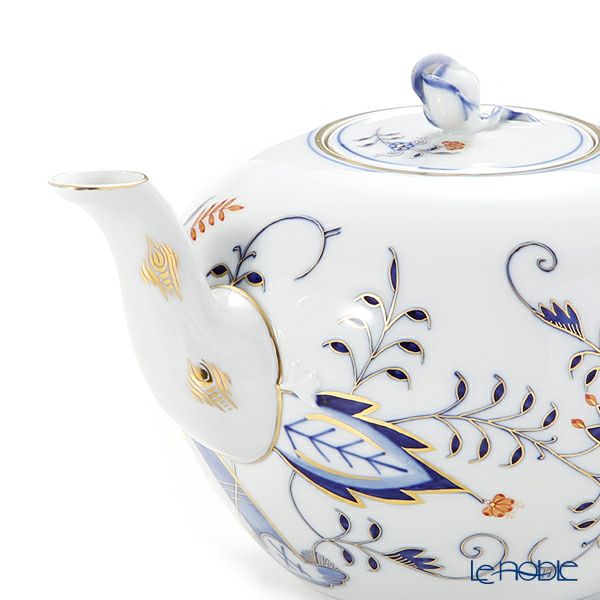 マイセン（Meissen） ブルーオニオン レッド＆ゴールド 800117／00726 ティーポット 1L／1000ml／17cm